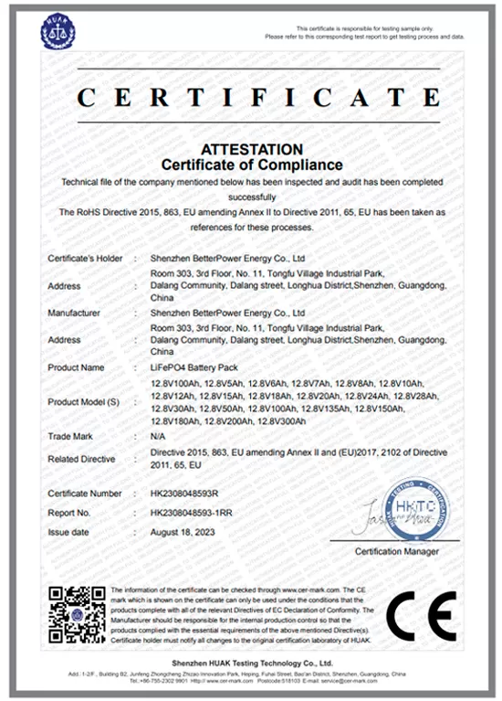 Attestation Certificate of Compliance